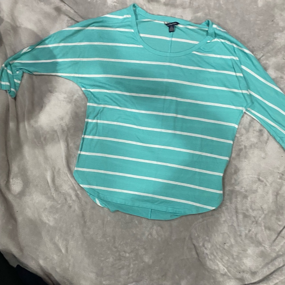 American Eagle Stripe Short Sleeve Tee Blouse Size M